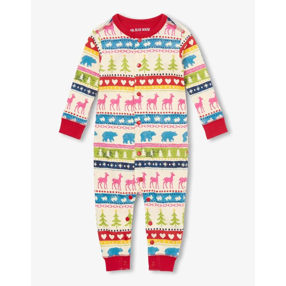Little Blue House Baby Cream Fair Isle Union Suit 12-18 months VGUC